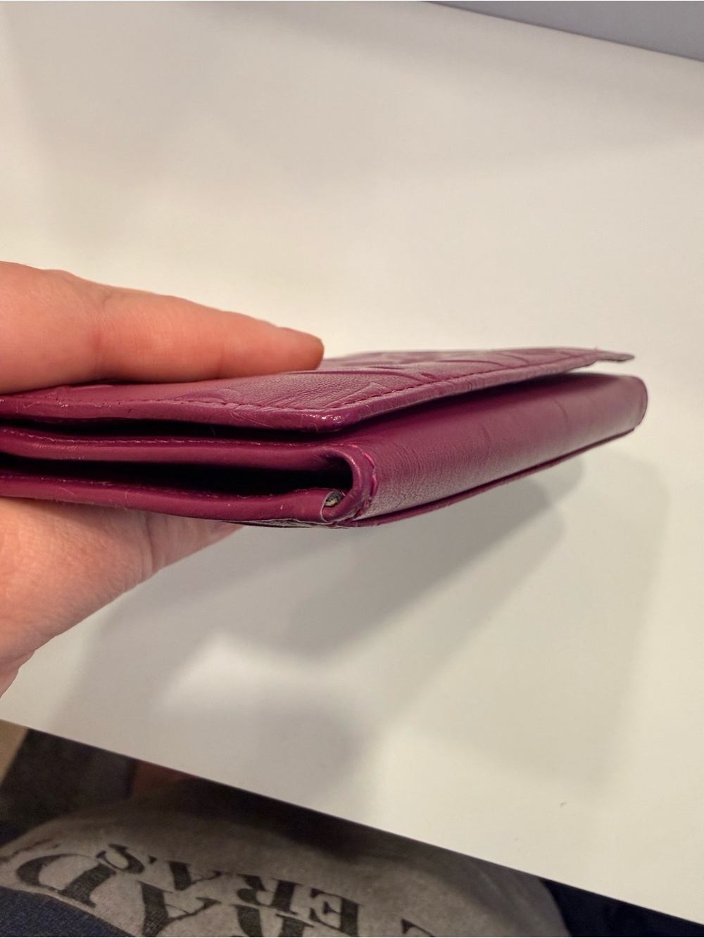 Yves Saint Laurent Embossed Logo Leather Wallet - Deep Berry/Purple - Picture 11 of 14